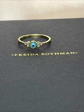 Freida Rothman Gold Over Sterling Silver Evil Eye Ring Size 9 $125 MSRP